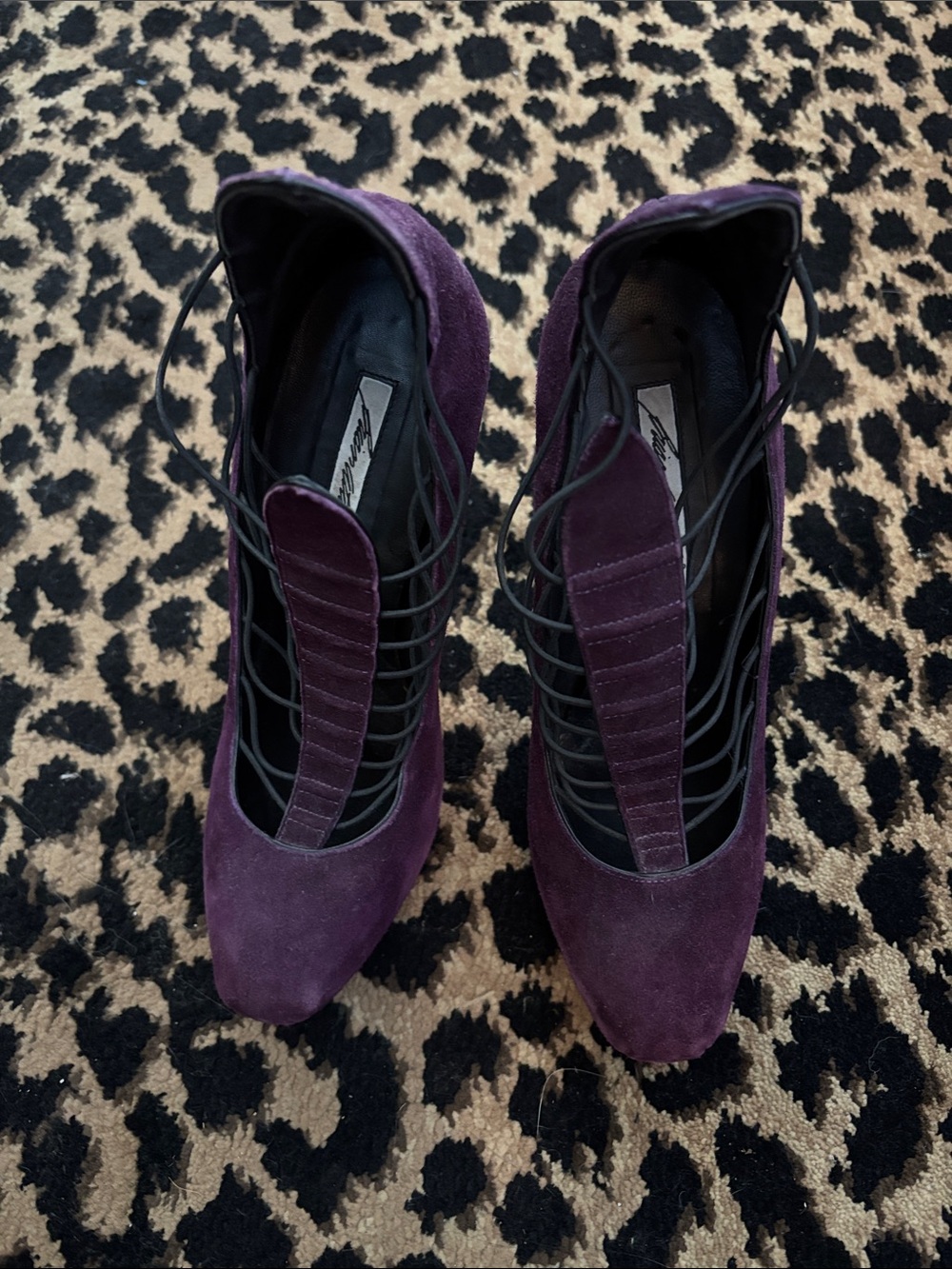 Brian Atwood Purple Suede Lace-Up Stiletto Pumps
